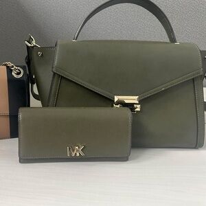 Michael Kors Olive Green Purse & Wallet